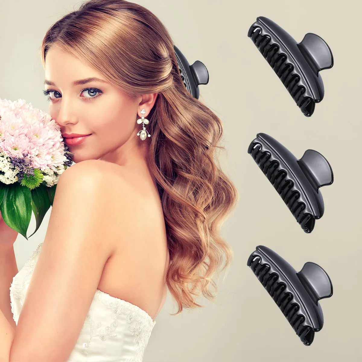 

12pcs Black Acrylic Clips 9x2 8x3 3cm Durable Styling Tools Hair Accessories Claws Clamps Hairdressing Practical Design Hold