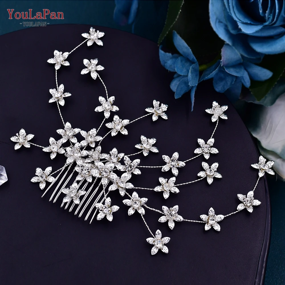 YouLaPan-peine nupcial de aleación para mujer, tocado de flores, joyería elegante de accesorios para el cabello de boda para fiesta, tocado de princesa, HP502