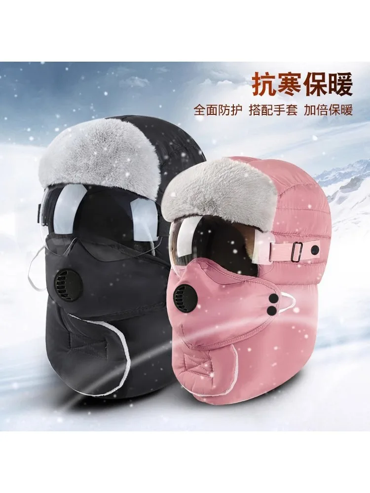 AliExpress Outdoor Winter Fashion Warm Hat Men Winter Thicken Ski Hats for Women Windproof Hood Hat Cycling Cap Balaclava with Goggles