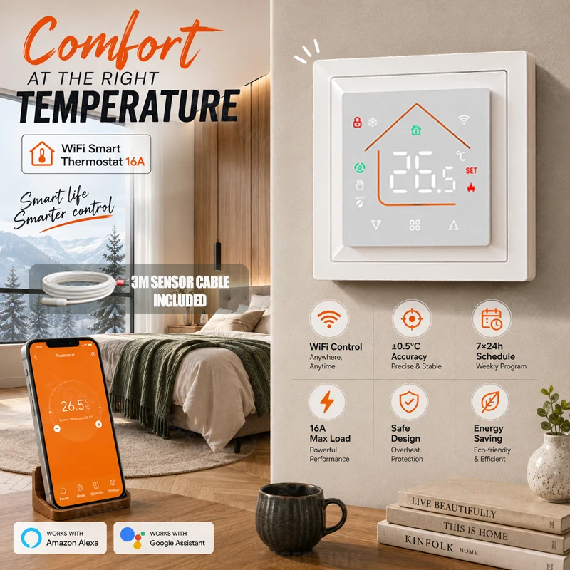 Smart WiFi Thermostat Works Tuya Smart Life Programmable Temperature Controller For Home Electric Warm Floor Heating System