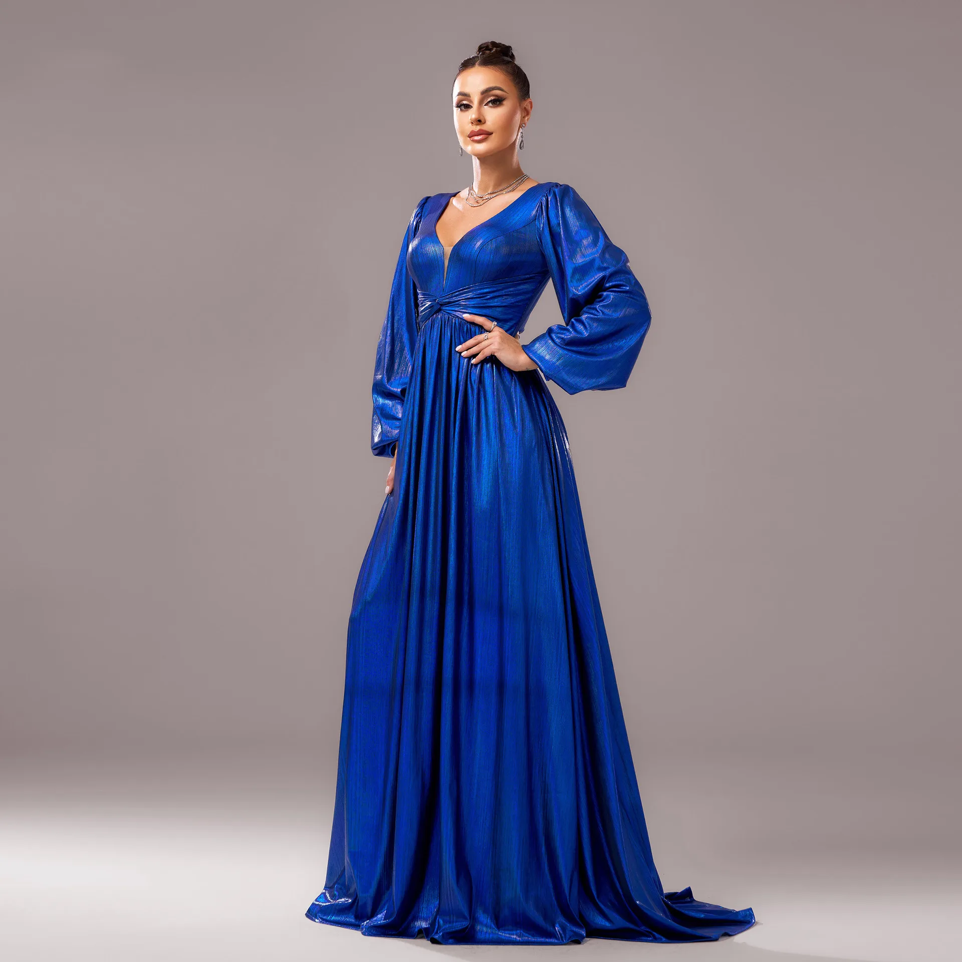 

Сексуальное длинное платье све V-Ne на день рождения, вечернее платье подружки невесты, трикотажное платье с высокой талией из полиэстера, триацетатного волокна, обычное Thi...