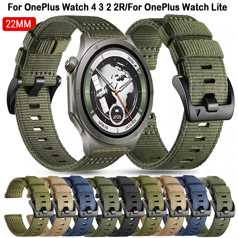 Bracelet de montre en Nylon de 22mm, pour OnePlus Watch 4 3 2 2R, bracelet à dégagement rapide, bracelet de remplacement Sport pour OnePlus Watch Lite