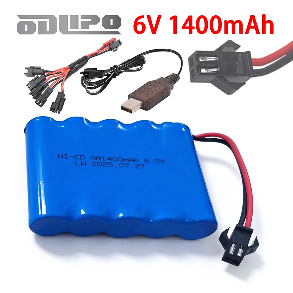 (SM Plug) 1400mah Ni-CD 6V 5*Aa Battery + USB Charger For Rc toys Cars Tanks Trucks Robots Boats 6v Rechargeable Batteries Pack