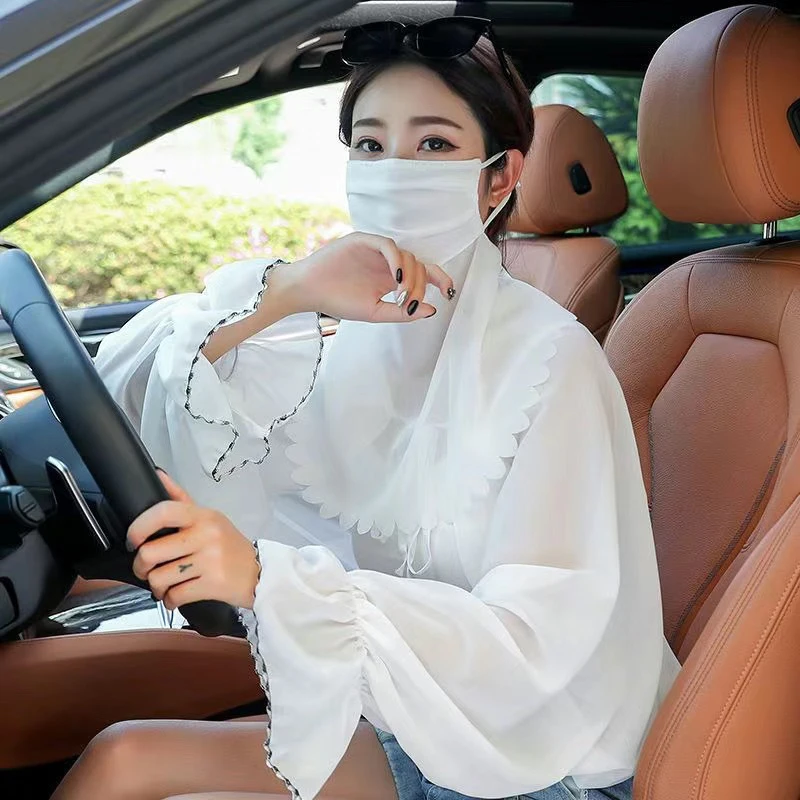 Sunscreen Shawl Veil Set Chiffon Breathable Shawl Summer Sunscreen Clothing UV Bicycle