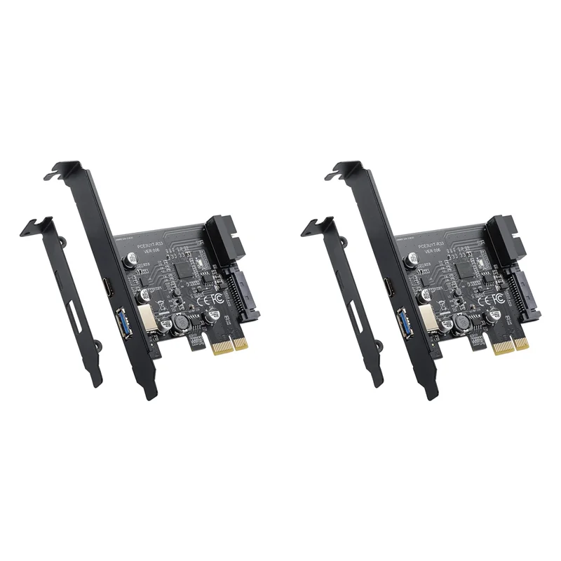 

AP-2X PCI-E 1X к USB 3.2 Gen1 USB3.2 Type-C Передняя карта адаптера 2 порта (тип C + тип A) Карта расширения