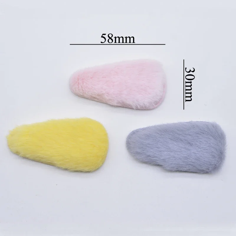 20Pcs 5.8*3cm Padded Fluffy Plush Drop Clip Applique for Clothes Hat Sewing Patches DIY Headwear Hair Clips Decor Accessory