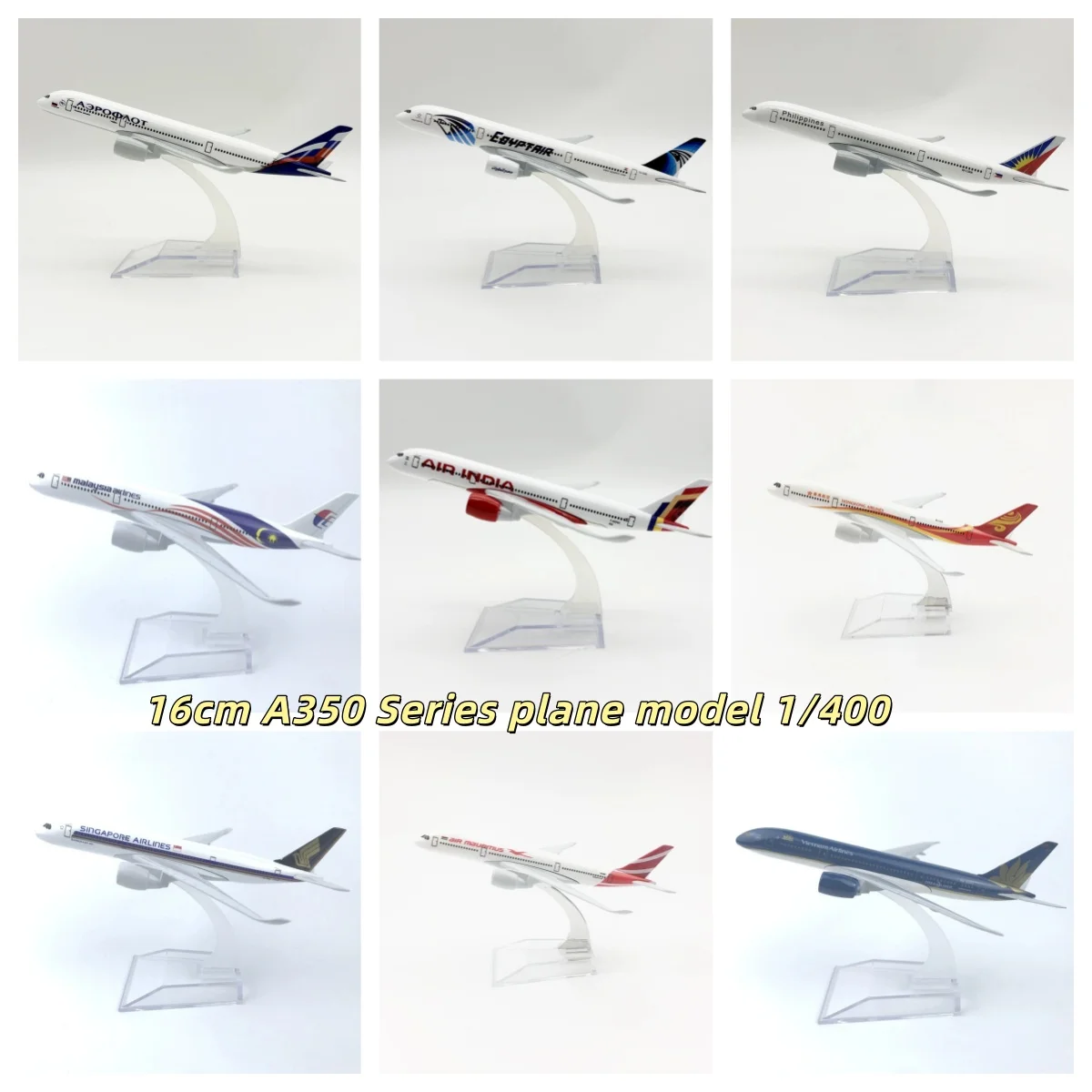 16cm Alloy Aircraft A350 Series Airways Model Airplanes Diecast Miniature 1/400 Scale Plane Collection With Stand For Decoration
