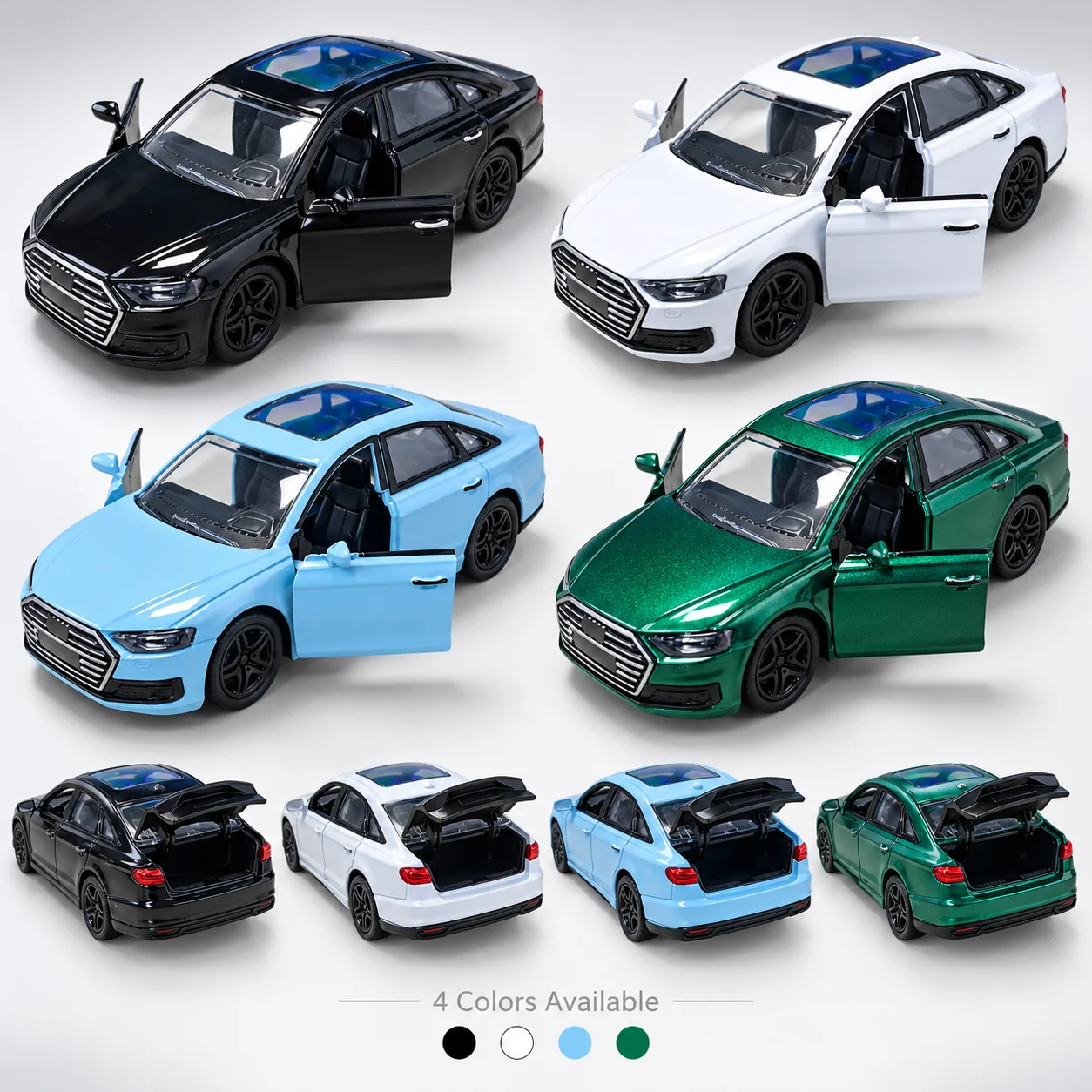 (Corrugated Box) 1/36 Scale, Modern 4-Door Sedan Style Toy Car, Powerful Spring, Metal Casting, the Best Gift.