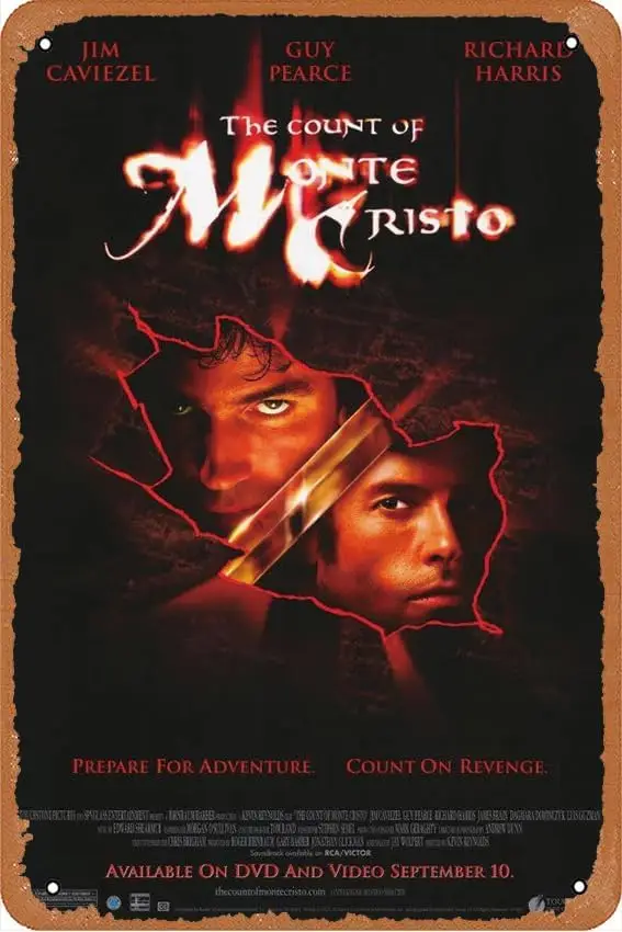 Плакат из фильма Монте-Кристо (2002), винтажный металлический жестяной знак, Настенный декор в стиле ретро, металлический знак, 8x12 дюймов
