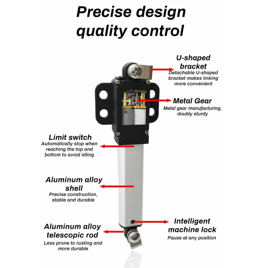 

10MM-150MM Mini Electric Cylinder Push Rod Micro DC 12V/24V 20-150N Reciprocating Motor Remote Automation