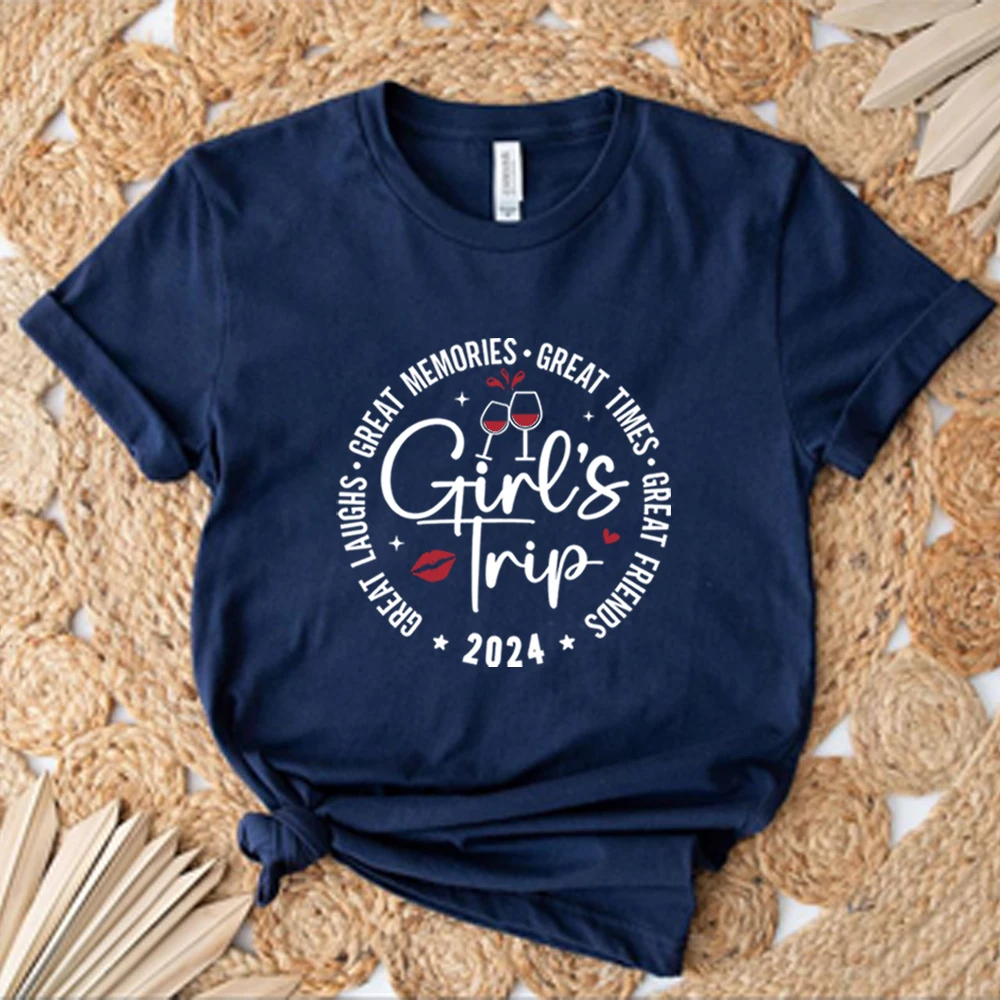 Girl’s Trip 2024 T-Shirt Great Times Great Memories Shirt Girls Vacation Tshirt Summer Women Clothes Girls Weekend Gifts