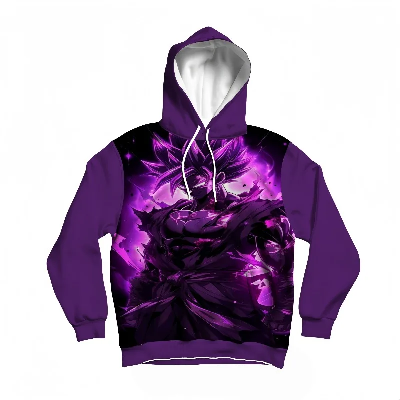 سترة بغطاء للرأس من Dragon Ball Dark Aura Goku صورة ظلية مطبوعة فريدة من نوعها مستوحاة من بانداي باللون الأسود والأحمر والبرق يجب اقتناؤها لمحبي الرسوم المتحركة