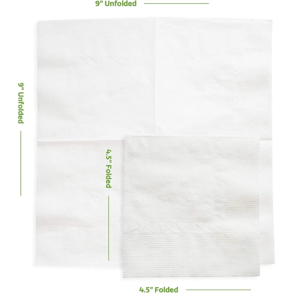 White Beverage Napkins 4000 Bulk 1-Ply 4.5x4.5 Folded 9x9 Unfolded Cocktail Bar Party