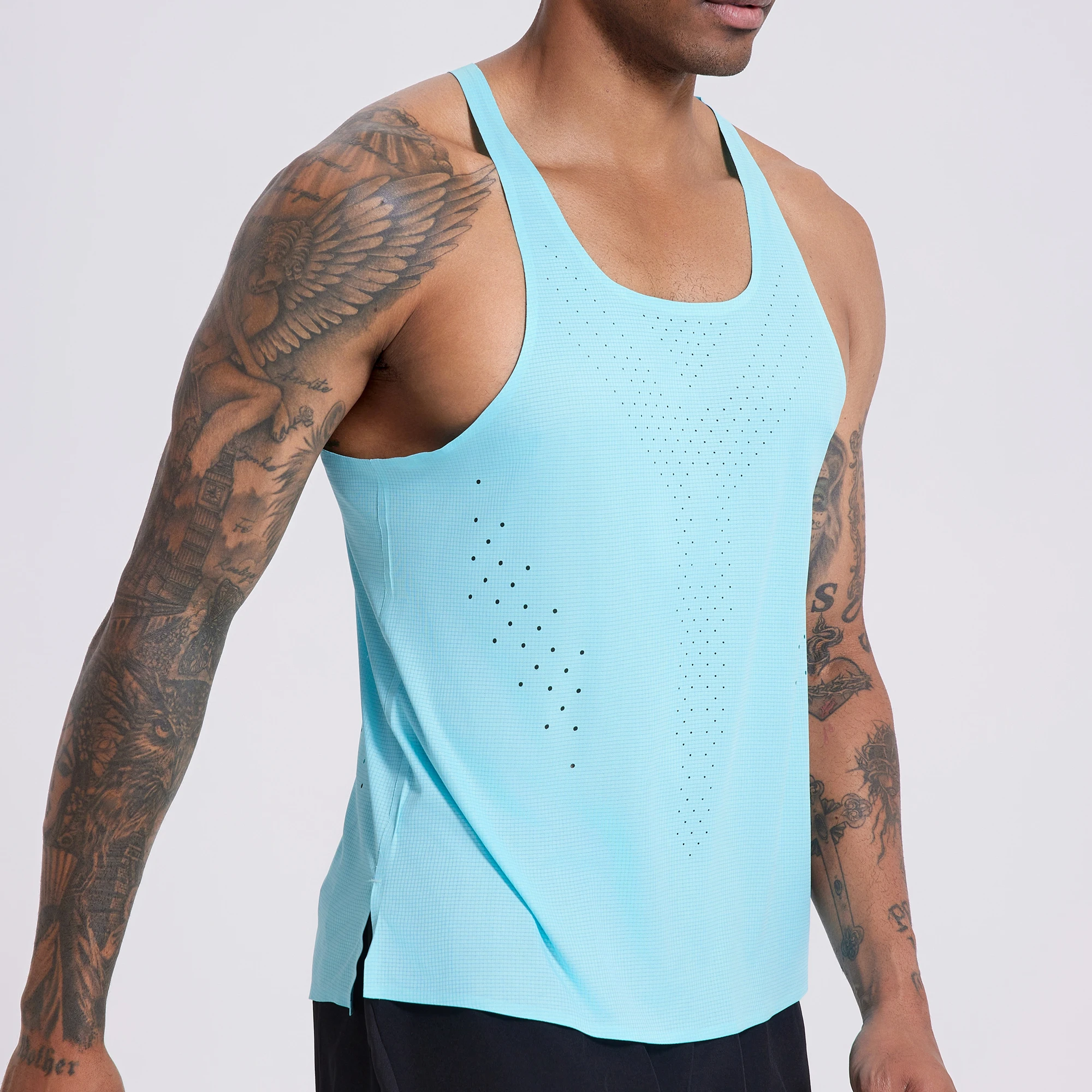 Mens Running Vests Ultralight Tops Marathon Outdoor Sport Tennis Fitness Sleeveless Hole Shirts Clothes Quick Drying Breathable