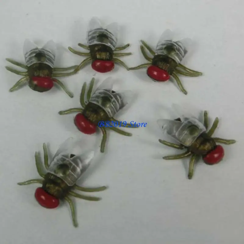 Q0KB 100 Pcs Fake Flies Plastic Simulated Insect Fly Bugs Joke Prank Halloween Party