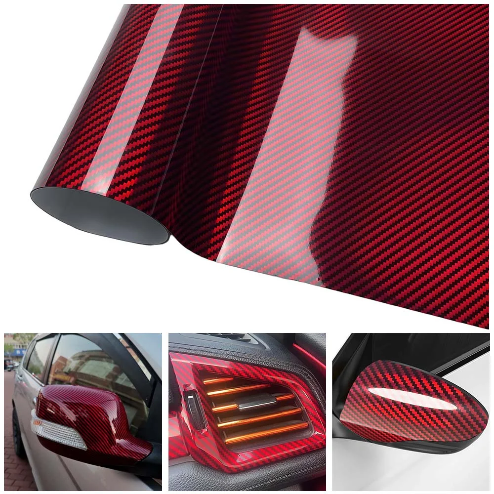 

Red Laser Rainbow Carbon Fiber Vinyl Wrap Motorcycle Body Stickers Car Film Covers Accessories Auto Wrap Foil