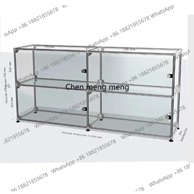 luxury Wardrobe Kitchen Cabinet Stainless Steel Glass Living Room Cabinets Storage Locker Dresser Crack Shelves Display Cabinet