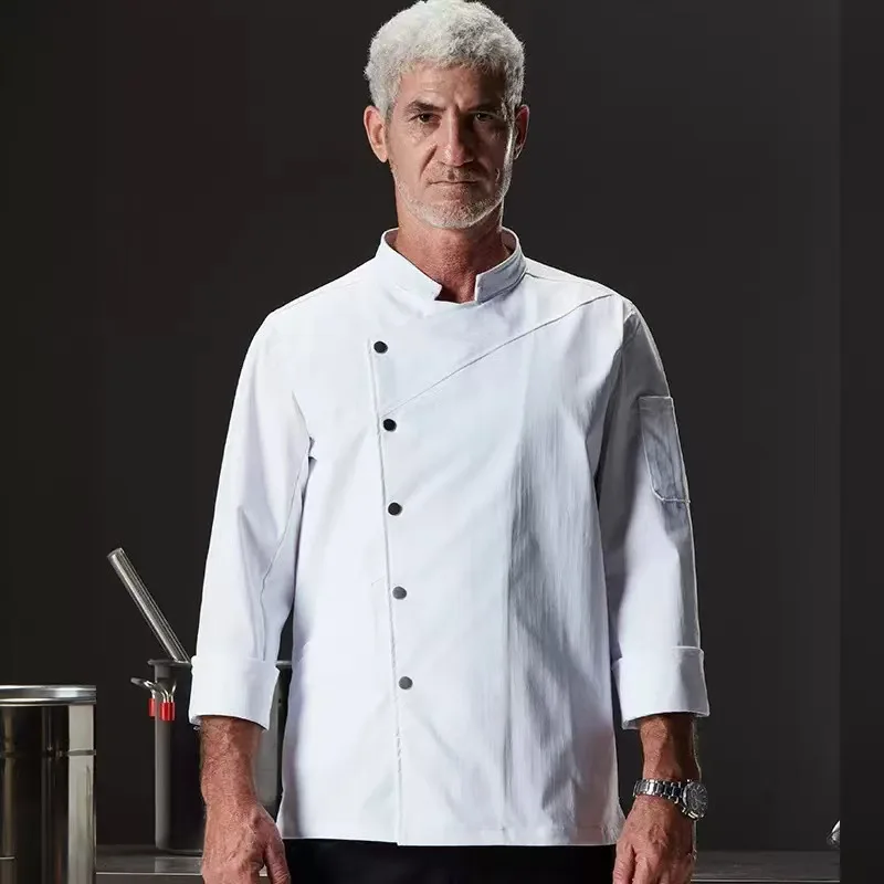 Uniforme de chef de restaurante ocidental, roupa de outono, catering, hotel, cantina, pastelaria, loja de bolos, roupa de trabalho, jaqueta de cozinha de três quartos