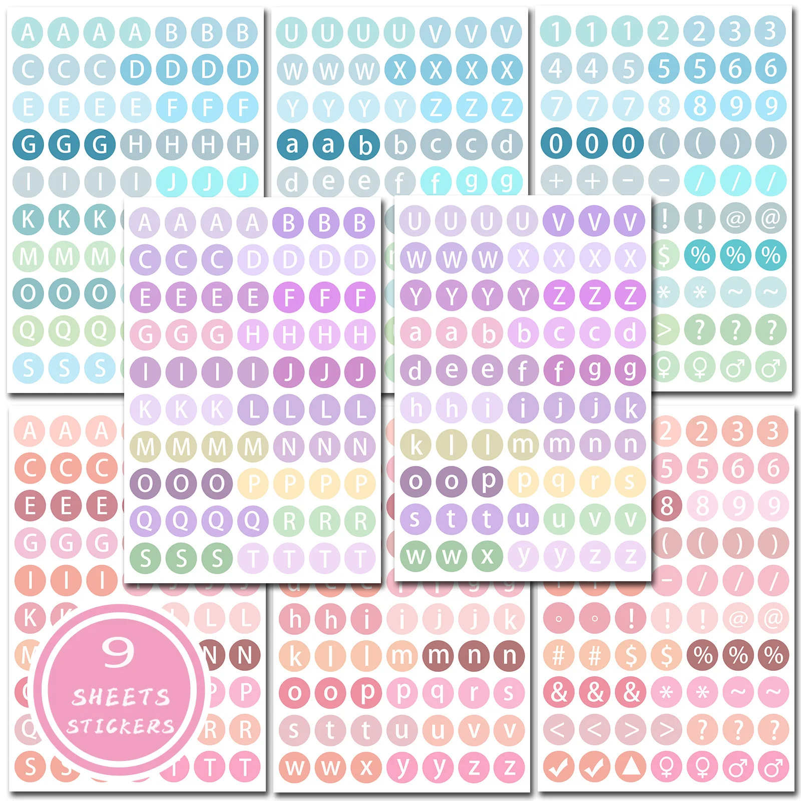 

9 Sheet Cartoon Colorful Alphabet Number Sticker for DIY Journal Scrapbook Card Making INS Kawaii Stationery Phone Case Deal