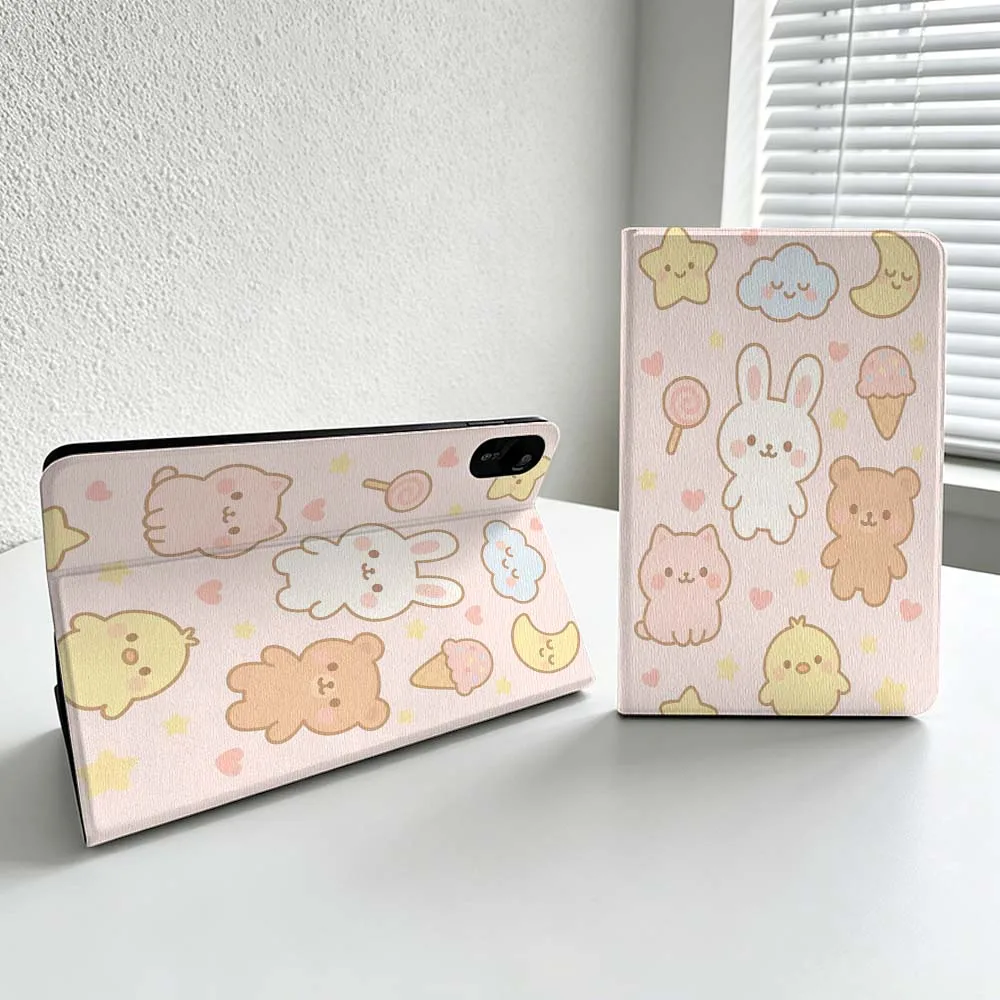 Cute Rabbit Bear Pattern For Xiaomi Redmi Mi Pad 8 7 6 5 4 2 SE K Pro Max Ultra Poco Pad Soft Inch Tablet Case Cover