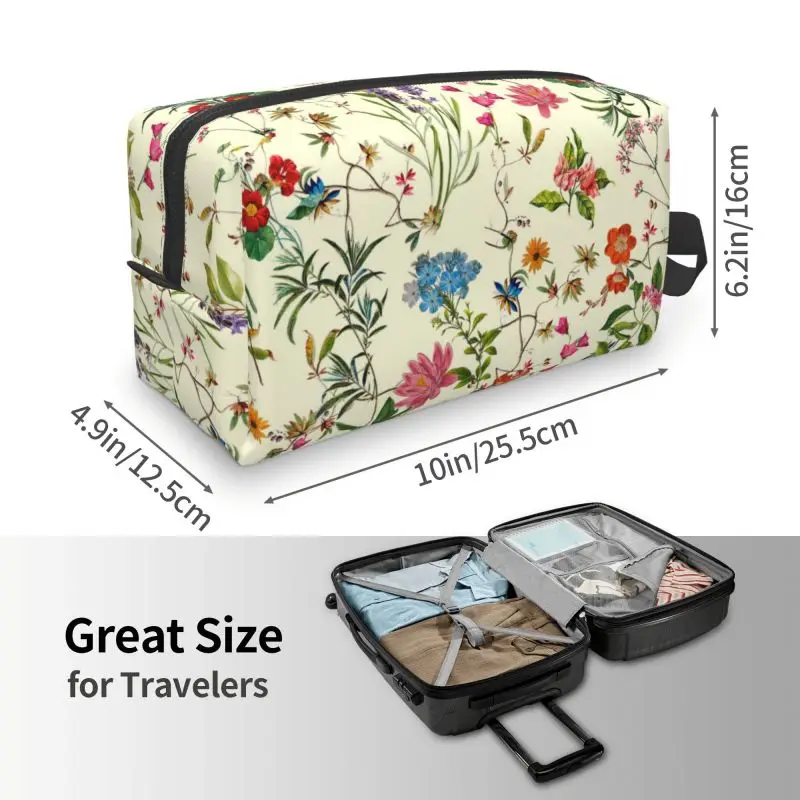 Flower makeup bag Ladies zipper large printed Wash bag Travel storage Toiletry bags Pen bag Suitable for men\'s travel study