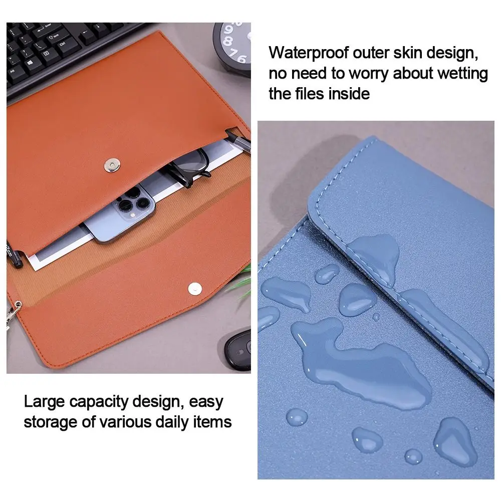 Stationery Dustproof Leather Leather Document Pouch With Handle Large Capacity Briefcase A4 A5 File Bag School Office