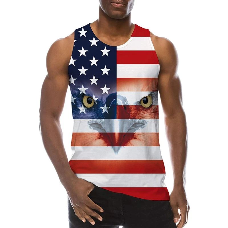 Summer Hot Sales USA Eagle National Flag Tank Tops 3D Print Men/Women Sleeveless Tops Fashion Oversized Men\'s Vests Gym Clothing