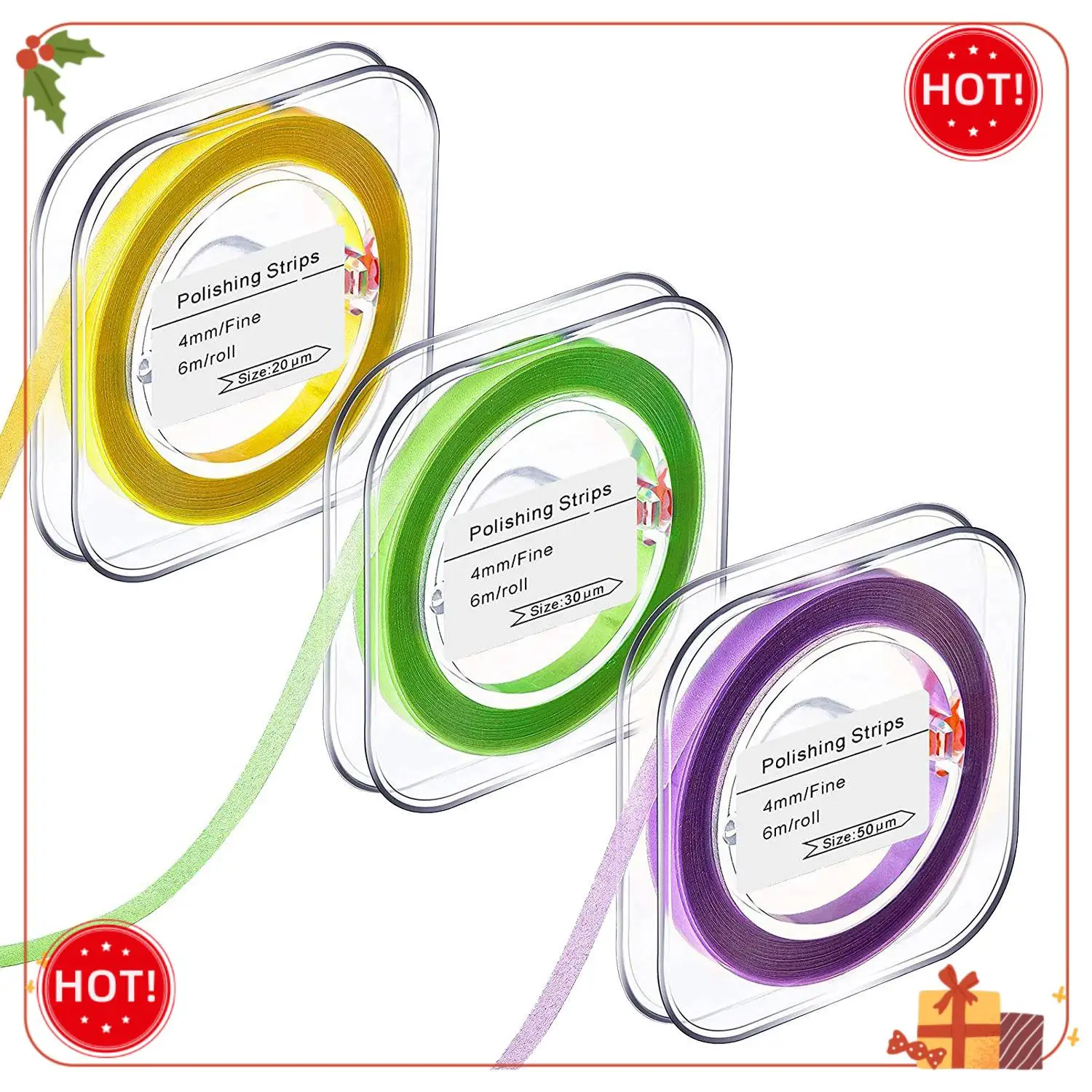 ABLE-3 حزمة 4 مم × 6 متر شريط تلميع ملف لتلميع الأسنان لأداة تنظيف مجموعة تلميع الأسنان المقطوعة