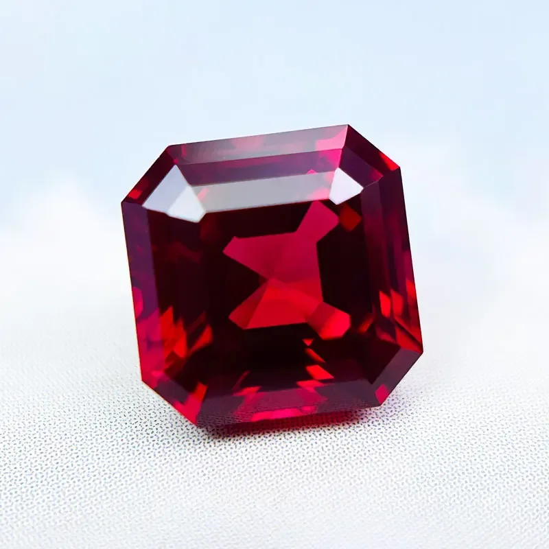 Laboratório rubi vvs1 forma quadrada asscher cor vermelha pedra preciosa para diy jóias fazendo materiais com certificado preço de atacado