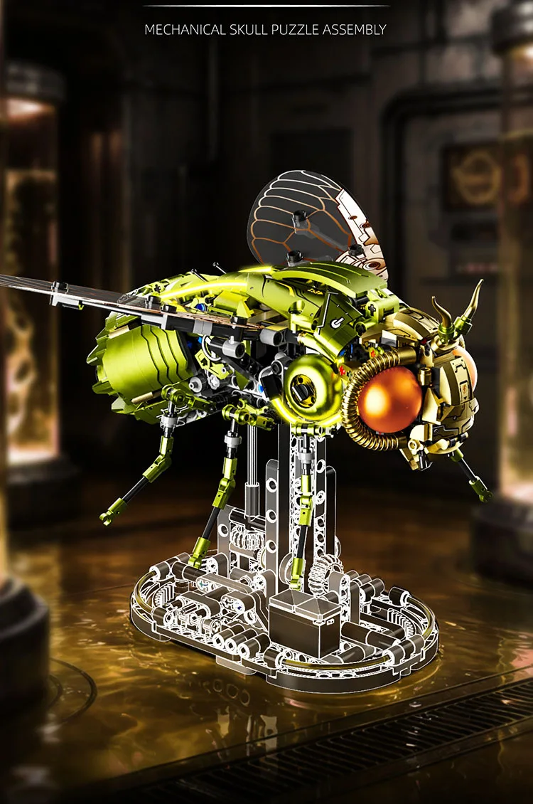 Idee Insekten-Kampf-Mecha-Baustein-Set, Mechanischer Fliegenroboter, Mech-Modell-Sets, Bausteine, Konstruktionsspielzeug mit Licht, als Geschenk – Detail 2