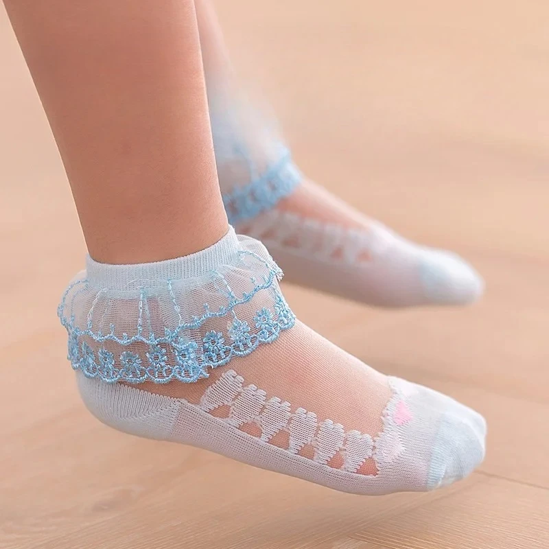 Summer Thin Lace Ruffles Mesh Socks for Baby Girls Children Comfortable Breathable Socks Princess Baby Girls Summer Loose Socks