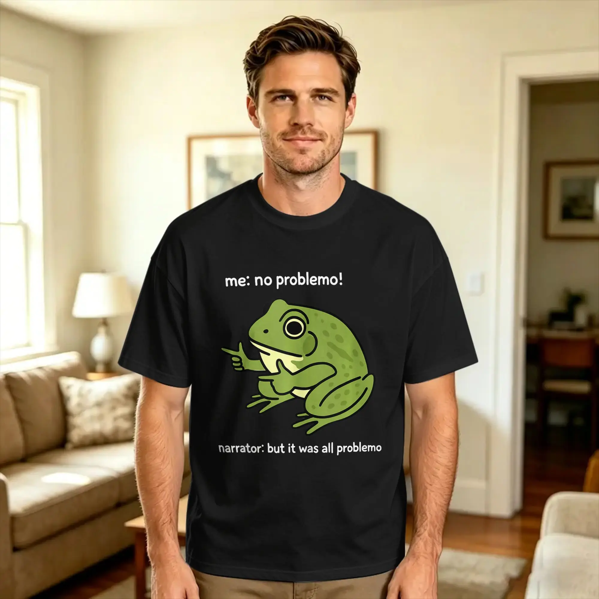 No Problemo Funny Frog Narrator Quote Humor T Shirt Harajuku T Shirts Short Sleeve Vintage Tshirt Summer Cotton 4XL 5XL 6XL Tees