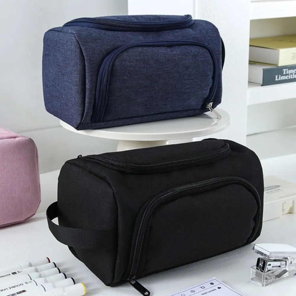 Simple Oxford Cloth Pencil Case Waterproof Large Capacity Stationery Storage Bag Multi-layer Stationery Organizer Students