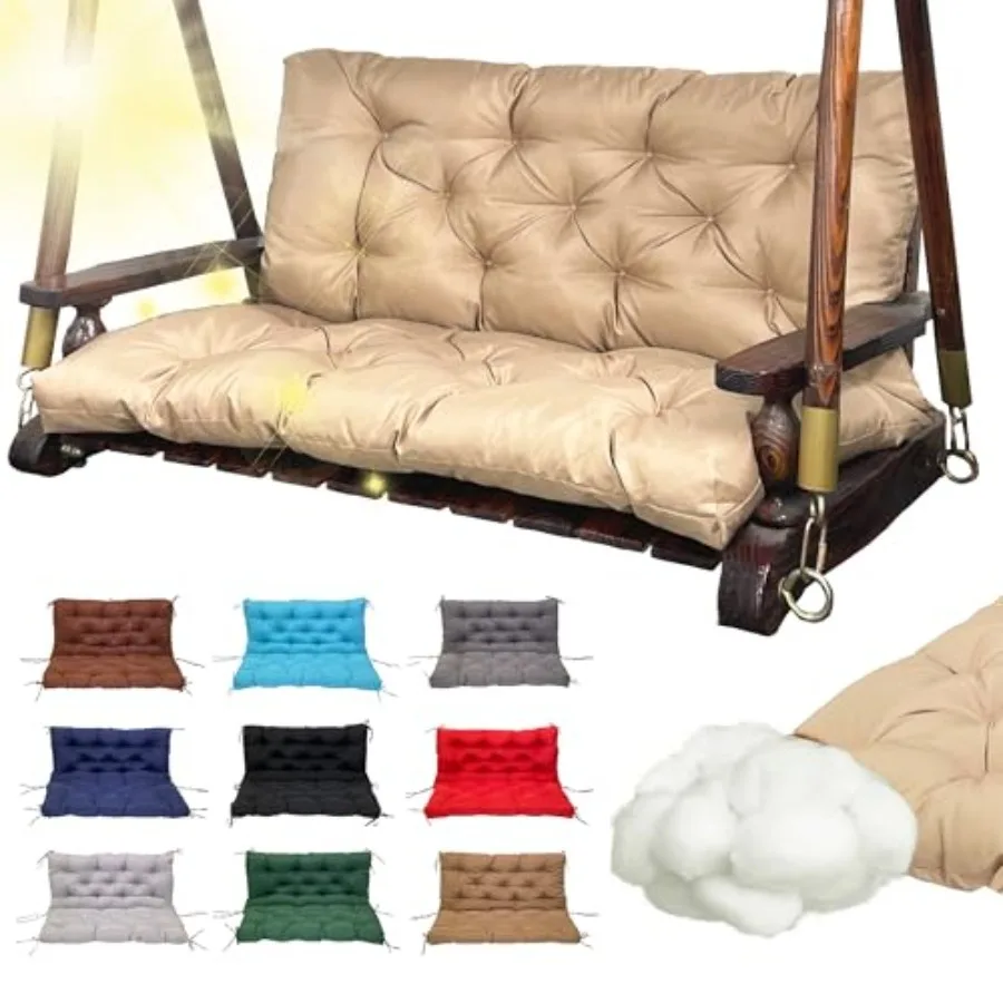 

Сменные подушки для садовой мебели: водонепроницаемые подушки для скамейки на 2-3 места с завязками и спинкой - толщина 4 дюйма