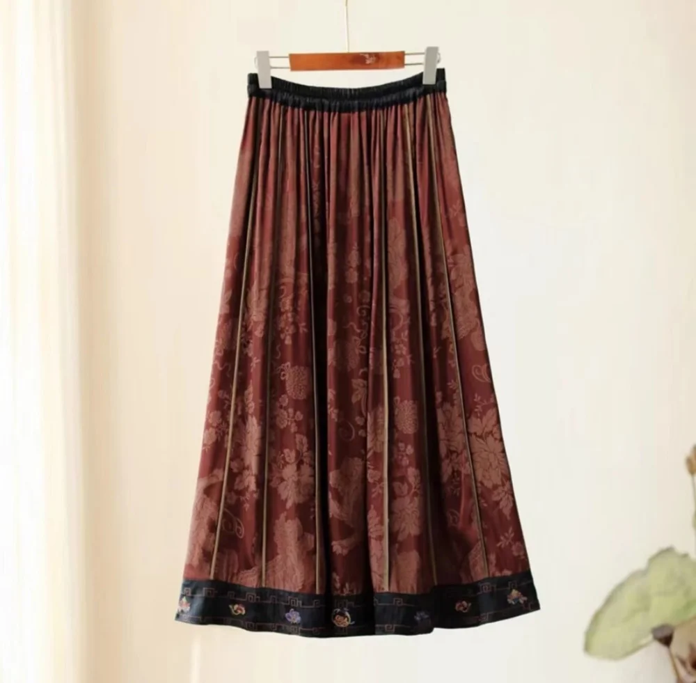 Luxury skirt Chinese style jacquard embroidery A-LINE Full skirt Original vintage Long skirt Woman clothing high quality