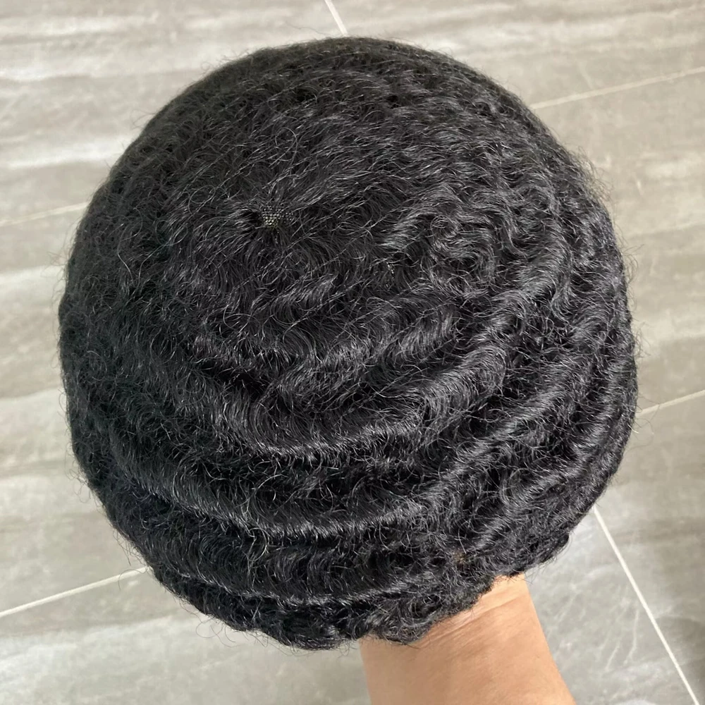 

Мужской парик-накладка из 100% натуральных волос, 8/10 мм, глубокие волны 360, дышащий кружевной полиуретановый основой, естественная линия роста волос, легко надеваемая система-протез, недорогая.