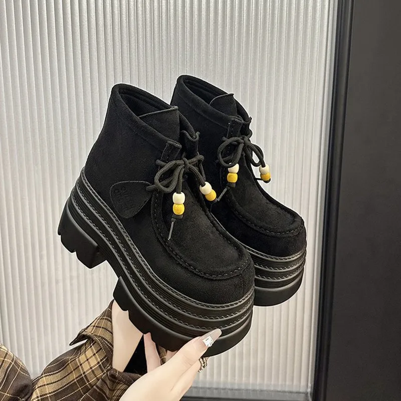2025 منصة فاخرة حذاء بوت بطول الكاحل المرأة عالية الكعب مصمم أحذية الدانتيل موضة الشتاء أحذية امرأة قصيرة الاتجاه الجديد أحذية رياضية #6