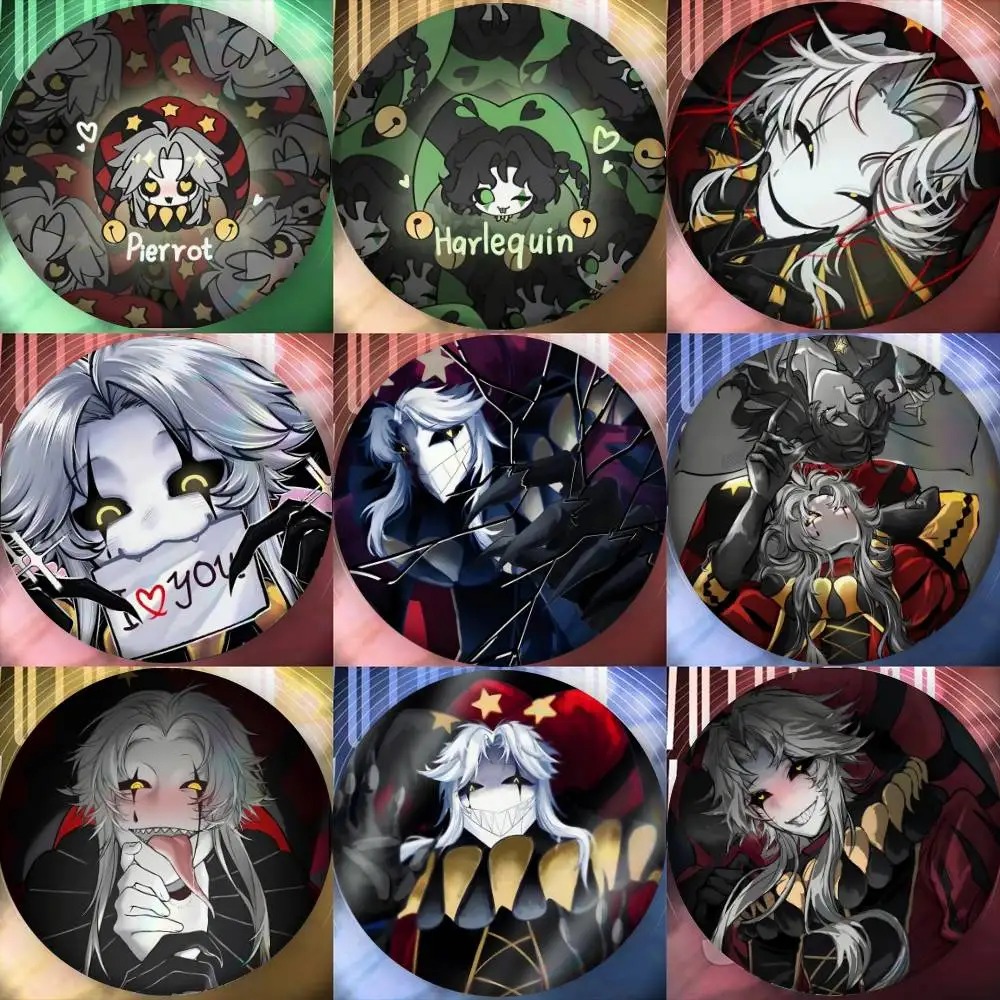 Freakish P-Pierrot Circus Bash  Badge Tinplate Meme Round Brooch for Hat Bag Creative Lapel Jewelry Accessories Gifts