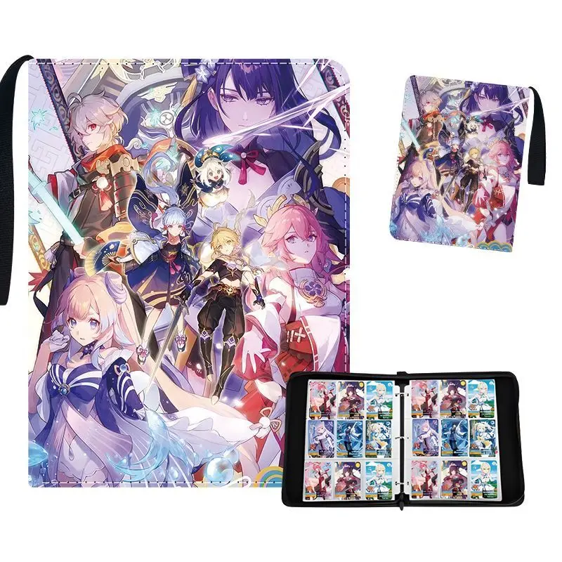 In Stock Genshin Impact 900 Cards Album Book Anime Card Binder 9 Pocket Trading Zipper Card Holder With 50 Inner Pages Toy Gifts