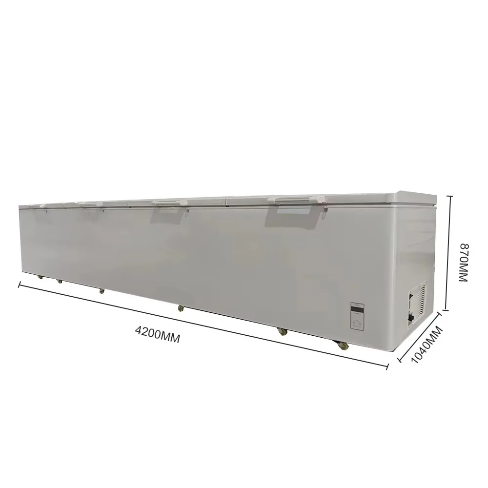 2688 Large Single-Temperature Commercial Horizontal Four Door Chest Freezer with Deep Freezer Capacity