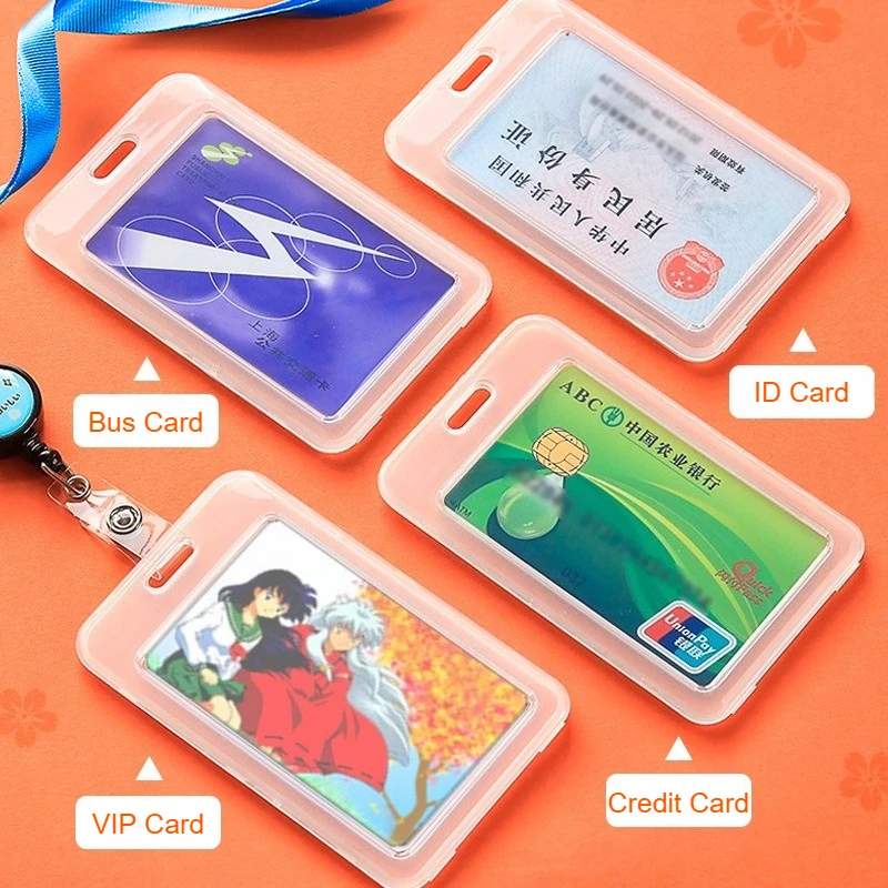 

1 Pc Transparent PP Plastic Pass ID Card Badge Holder Reel Working Permit Case ID Name Tag Business Credit Card Covers Sleeve
