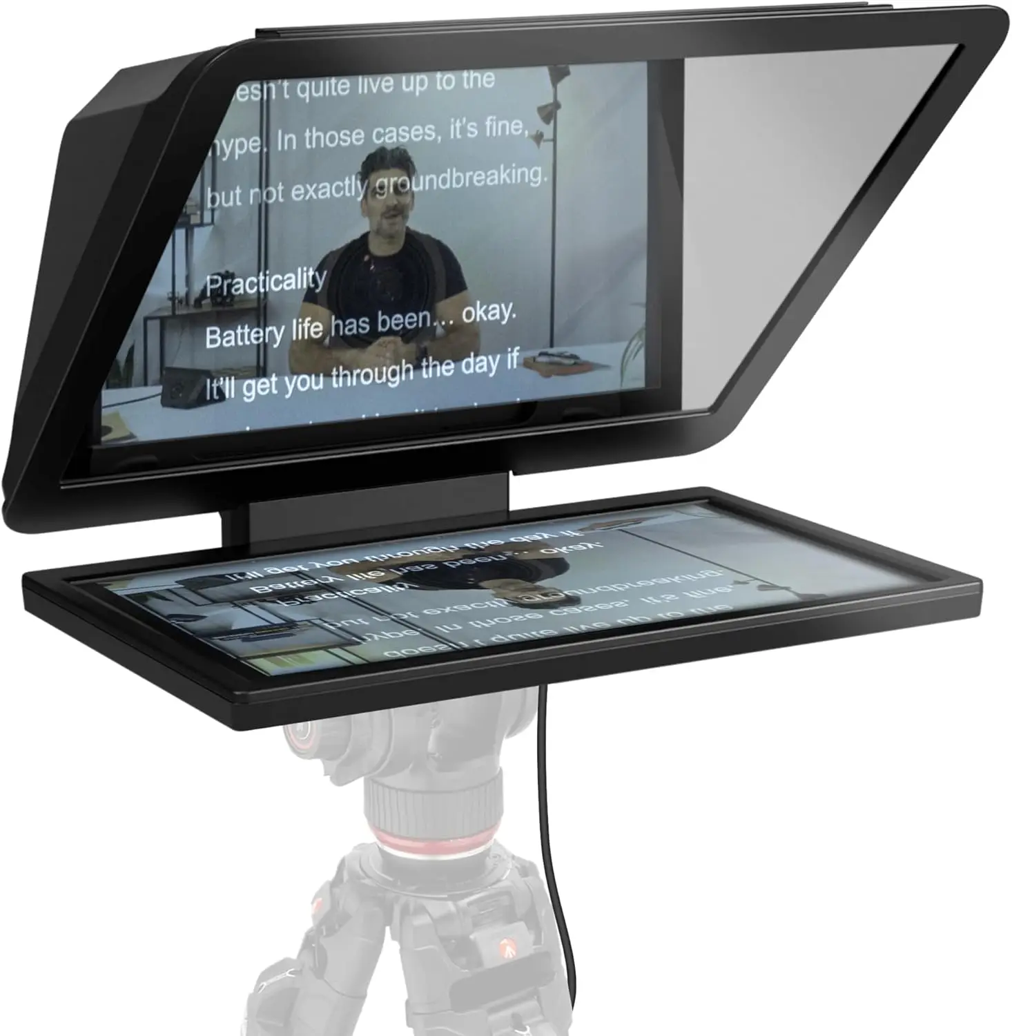 Full-Sized Teleprompter with Removable 15.6-Inch Full HD Display, Dual Function as Conferencing Monitor, Compatible with DSLR, Mirrorless & Studio Cameras, USB-C 3.2 Connectivity