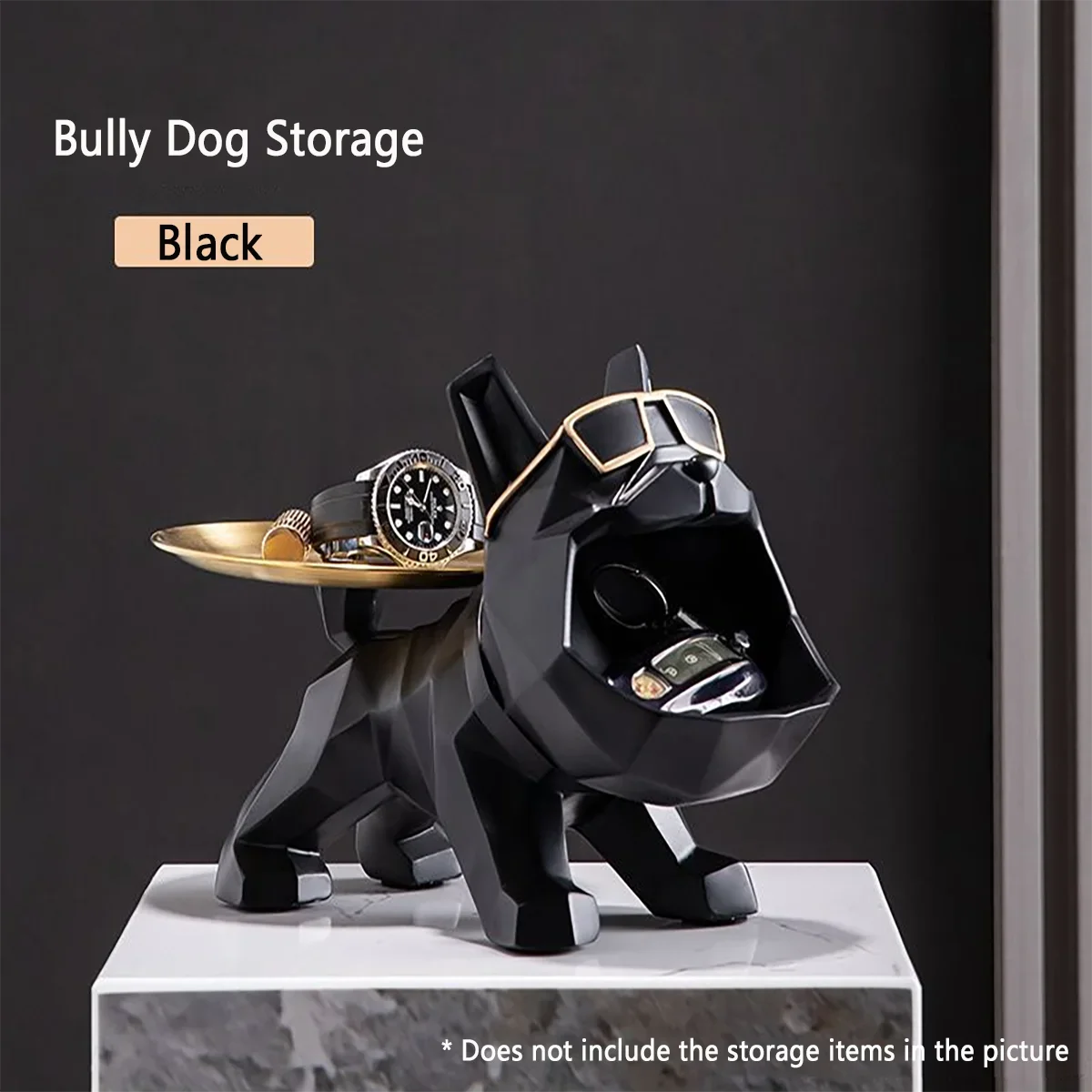 Resin Cool Bulldog Crafts Dog Butler with Tray for Keys Holder Storage Jewelries Animal Room Home Decor Statue Dog Sculpture