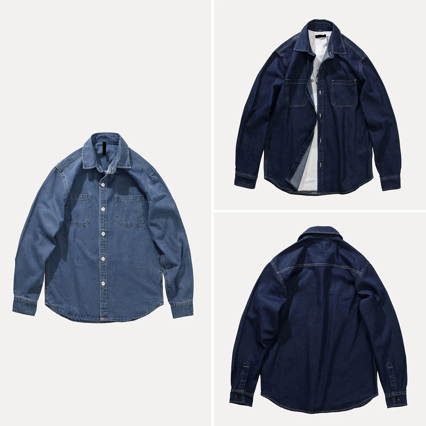 

Men's Denim Shirt 2026 Spring Fashion Personality Simple Style Long Sleeve Loose Fit Skin-friendly Breathable European Style