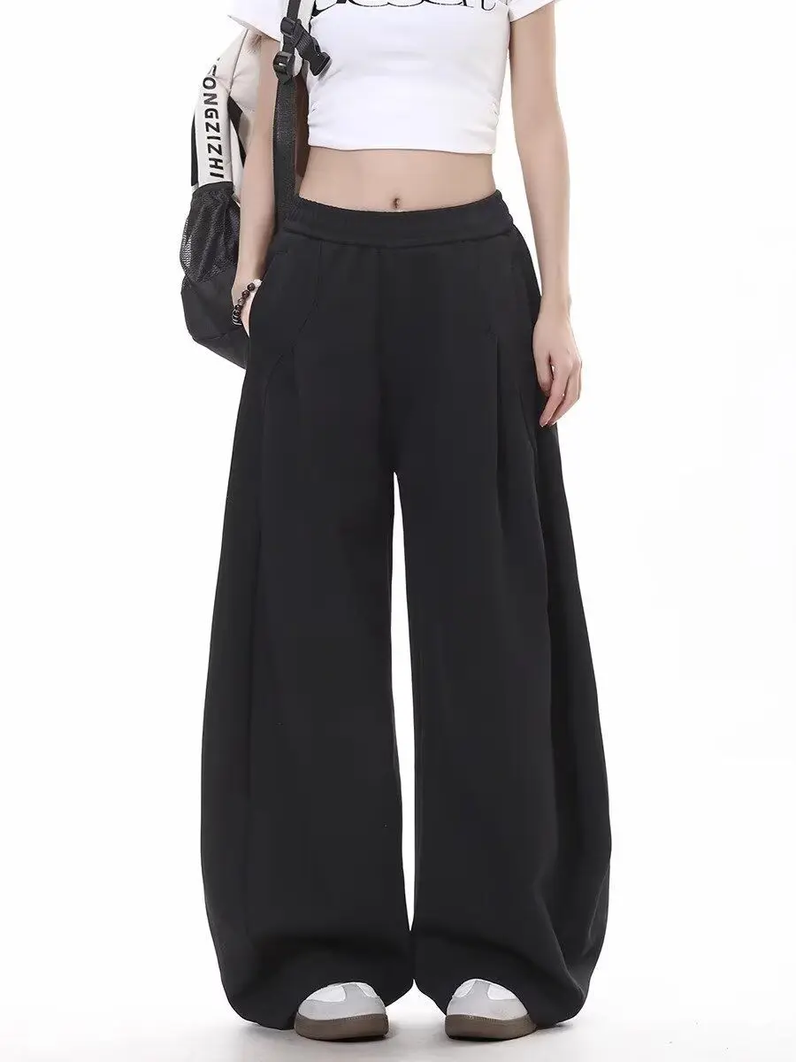 Women's Sporty Style Hip-hop Wide Leg Sweatpants Summer Cool Girl Loose Pants Y2k Bottoms Female High Waisted Baggy Trousers