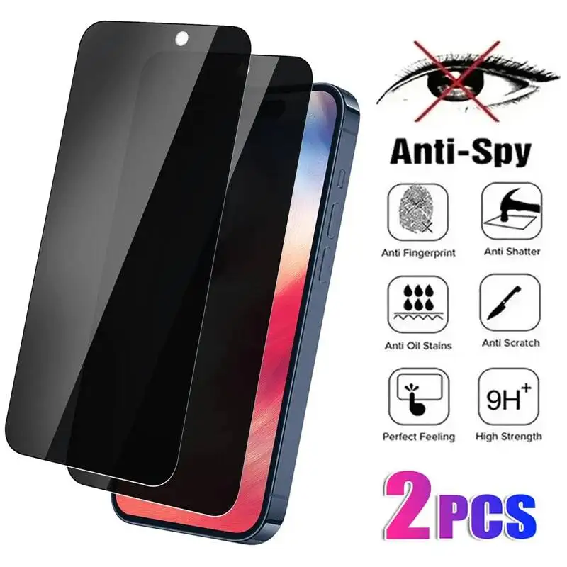 

2Pcs Anti-Spy Tempered 11 12 13 14 15 Pro Privacy Screen Protector For Iphone X XS Max XR 7 8 Plus Glass