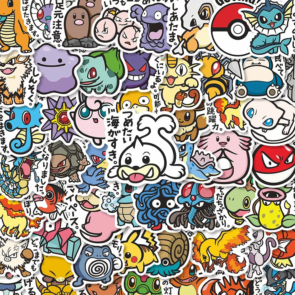 

10/30/56pcs Cute Pokemon Pikachu Anime Stickers Psyduck Eevee Cartoon Sticker Luggage Guitar Helmet Decoration Decal Fun for Toy