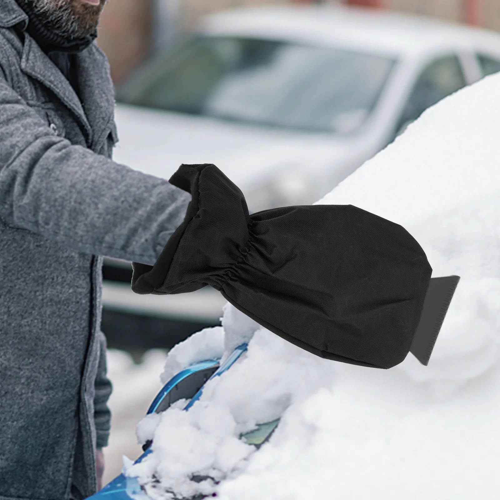 Rascador de hielo de mano para coche, eliminador de nieve con manopla, tipo guante para parabrisas