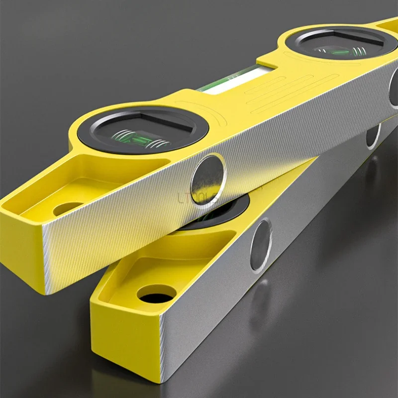 Torpedo Level 3 Lines High Precision Magnetic Solid Cast Aluminum Shell Portable Horizontal Ruler Fall Protection Instruments