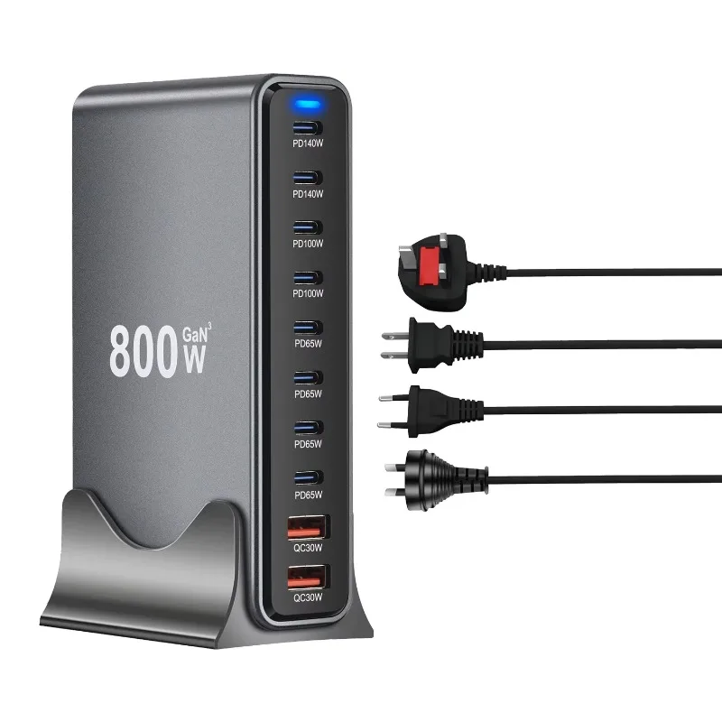 Versatile desktop charger with 10 ports (Type-C and USB-A)